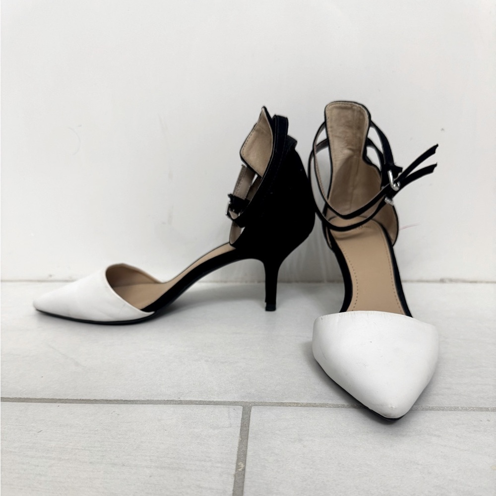 Zara Black & White Vamp shoes with ankle strap